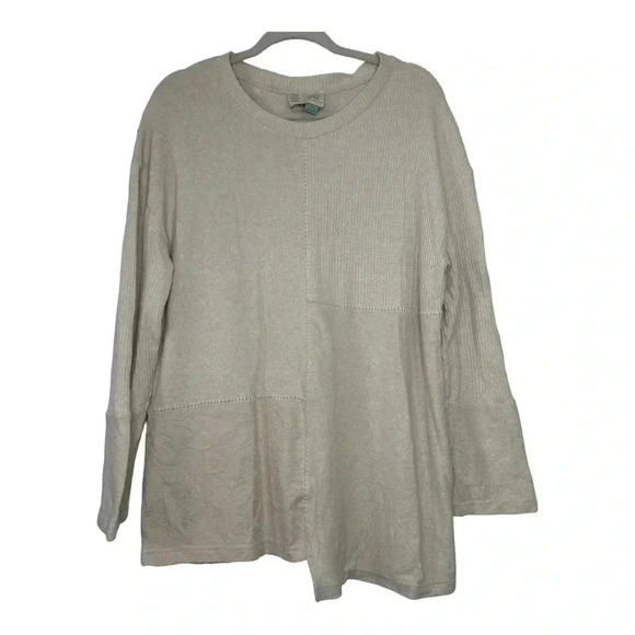 Anthropologie Saturday Sunday Light Pink Cream Long Sleeve Sweater Lace … - Picture 1 of 8